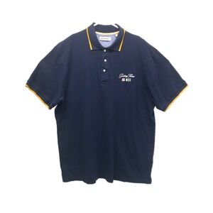 Maxfort Polo "Sailing Time" Navy Blue Short Sleeve Shirt 100% Cotton‎ Men's 2XL